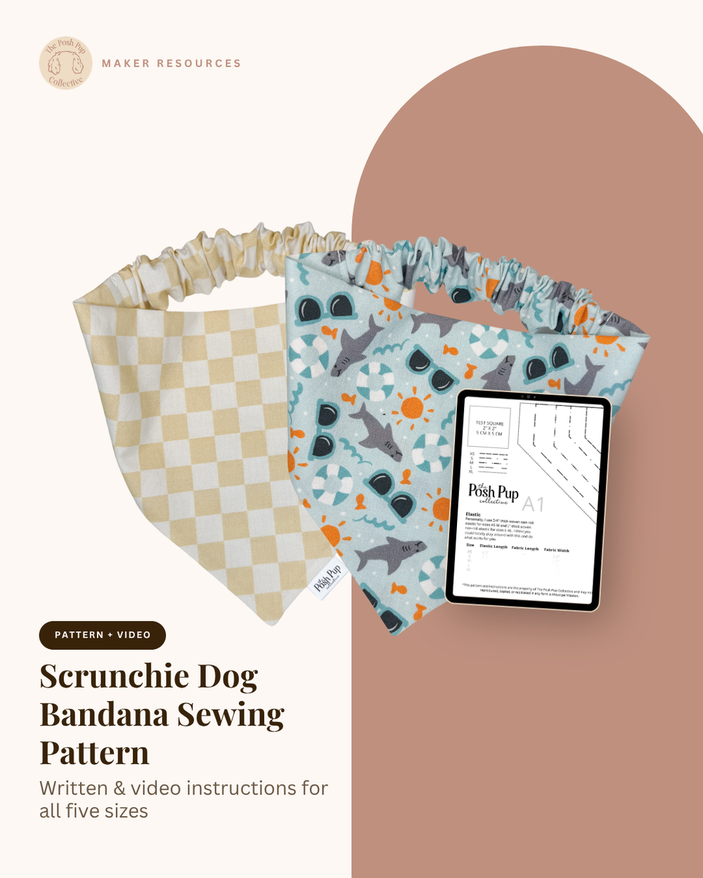 The Posh Pup Scrunchie Bandana Sewing Pattern – Digital PDF